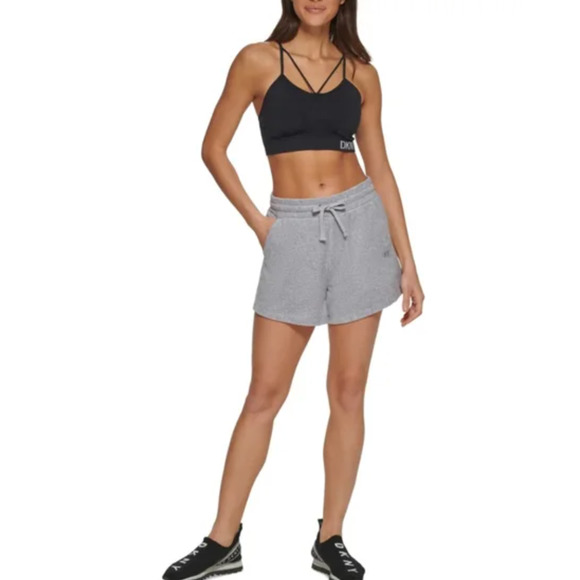 DKNY Women's Terry Cloth Grey Relaxed Shorts Medium NWT - Picture 2 of 3